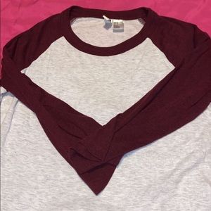 h&m baseball tee crop top!! originally thrifted!!